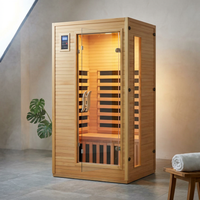 2024 Upgrade 1 to 2 Person Infrared Sauna, Low EMF Infrared Sauna for Home, Indoor Sauna Room, Hemlock Wooden Far Infrared Sauna, Dry Sauna with Bluetooth Speakers, LED Reading and Chromotherapy Lamp — Studio Shot