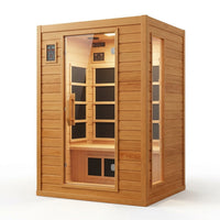 2024 Upgrade 1 to 2 Person Infrared Sauna, Low EMF Infrared Sauna for Home, Indoor Sauna Room, Hemlock Wooden Far Infrared Sauna, Dry Sauna with Bluetooth Speakers, LED Reading and Chromotherapy Lamp — Studio Shot
