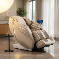 4D Massage Chair Full Body Zero Gravity Heated Recliner with Body Scan, 55" Sl-Track & Stretch, 40 Airbags - Shiatsu, Knead, Foot Rollers, Voice & APP Control, 15 Auto Modes & 9 Techniques (Beige) — Studio Shot