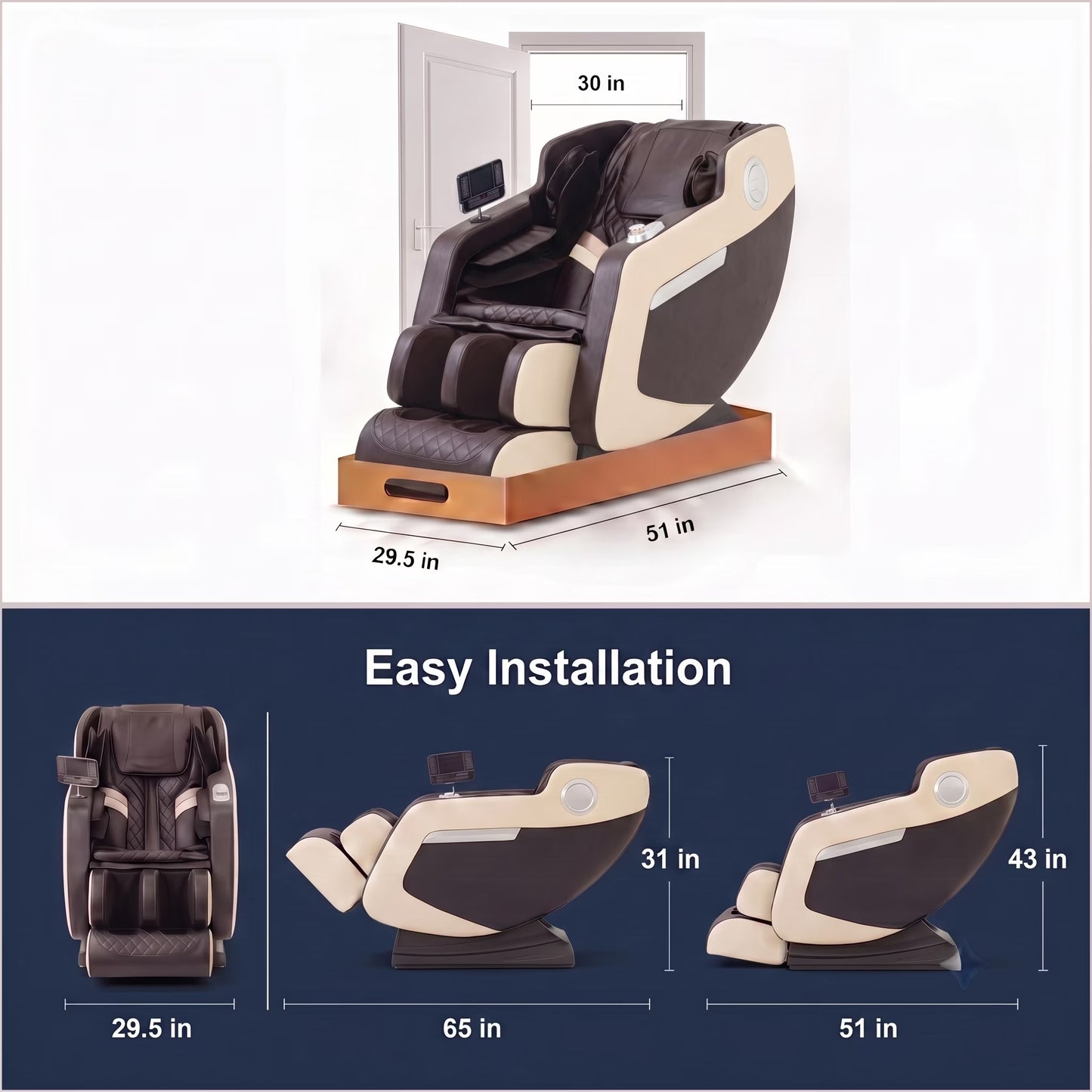 Full Body Massage Chair with Zero Gravity, Heated Back & Legs, 20 Airbags, Bluetooth, Shiatsu Recliner for Home