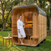 Outdoor Cedar Sauna Built for Home Relaxation, Electric Heater, Wi-Fi Control, LED Lights, 4-6 Person Capacity — Lifestyle