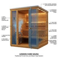 Outdoor Cedar Sauna Built for Home Relaxation, Electric Heater, Wi-Fi Control, LED Lights, 4-6 Person Capacity — How It Works